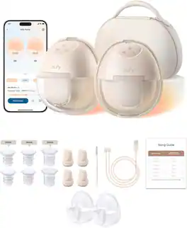 eufy - Heated Wearable Breast Pump S1 Pro & Milk Container (2-Pack), Hands-Free Breast Pump Hospital-Grade Suction, in-Bra Use - Brown