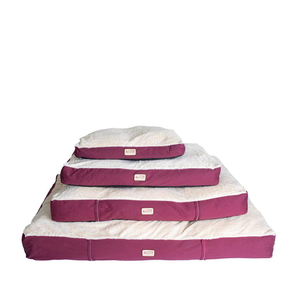 Back. Armarkat - Extra Large Pet Bed Mat With Poly Fill Cushion In Burgundy and Ivory - White.