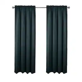RT Designers Collection - 100% Polyester Twilight Blackout Rod Pocket Curtain Panel 54" x 84" Navy - Navy Blue