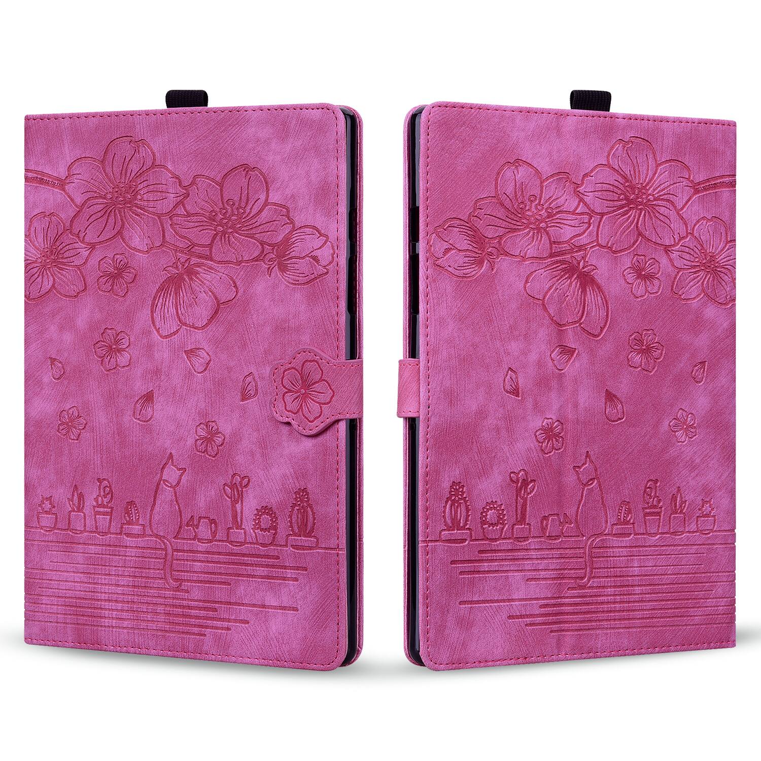 Alt View 4. Dteck - For Amazon Kindle Paperwhite (2024) and Kindle Colorsoft Embossed Flower Pattern Folio Case Card Slots Kickstand Cover - Rose.