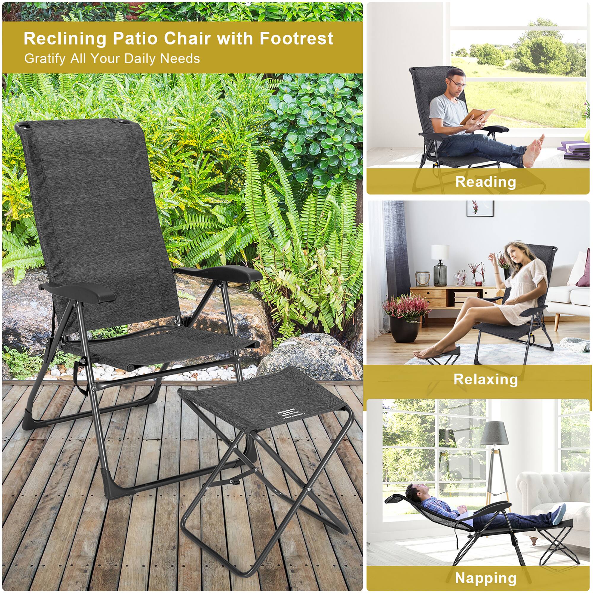 Reclining Patio Chair with Footrest: Gratify All Your Daily Needs.