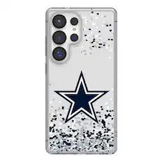 Front. Keyscaper - Dallas Cowboys Galaxy Clear Case with Confetti Design - S22 Plus - Multicolor.