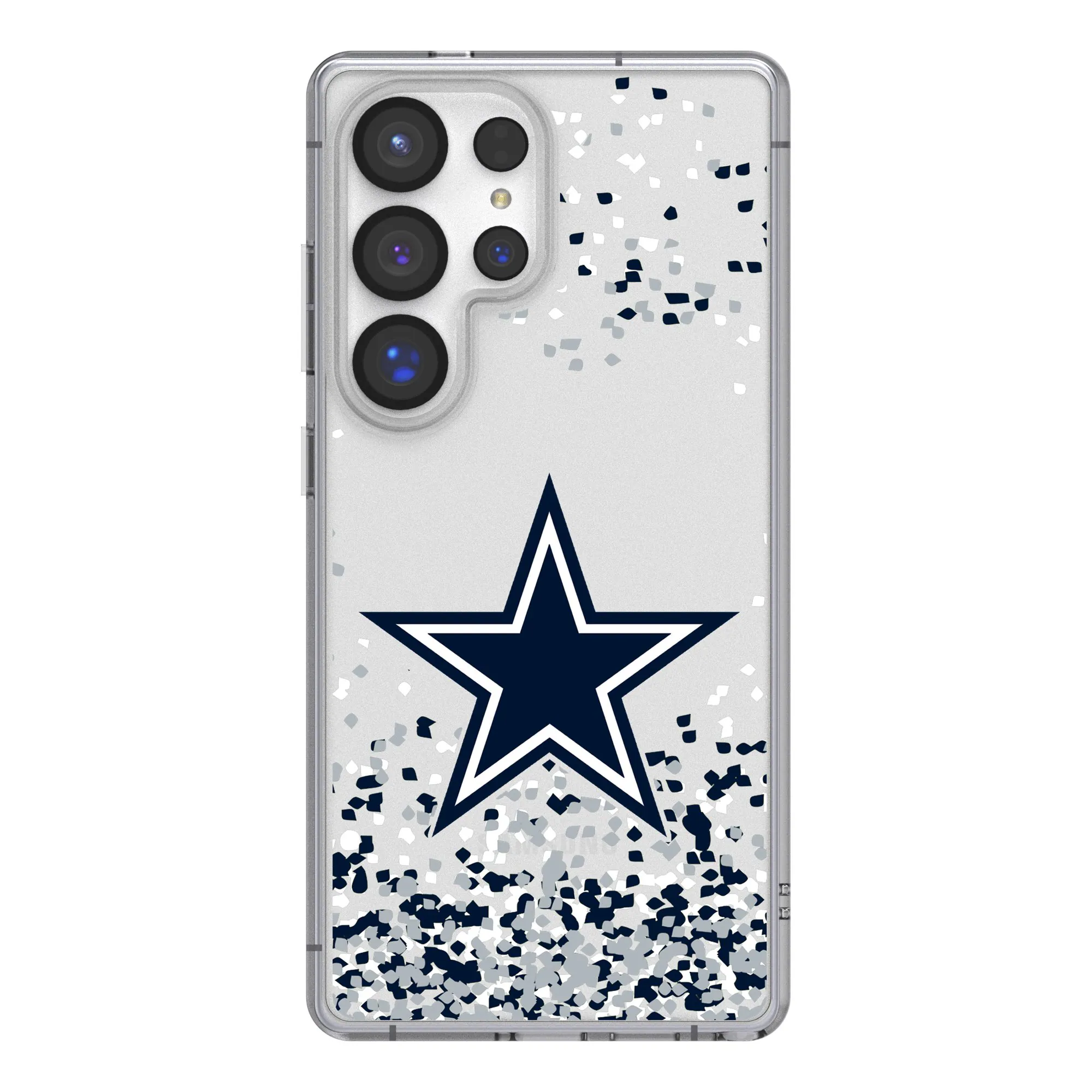 Front. Keyscaper - Dallas Cowboys Galaxy Clear Case with Confetti Design - S23 - Multicolor.