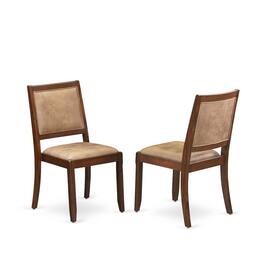 Luxe - Dining Room Chair with brown textured Faux Leather and upholstered back - Antique Walnut