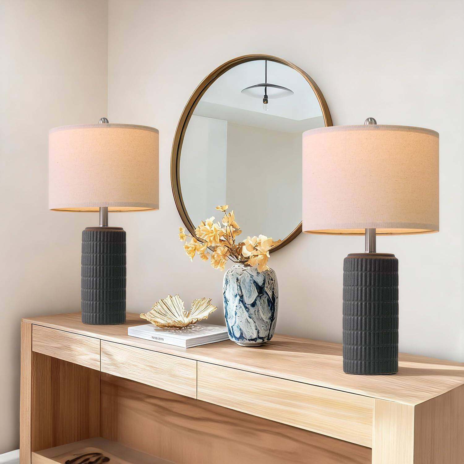 Matte Black - 23'' Ceramic Lamps