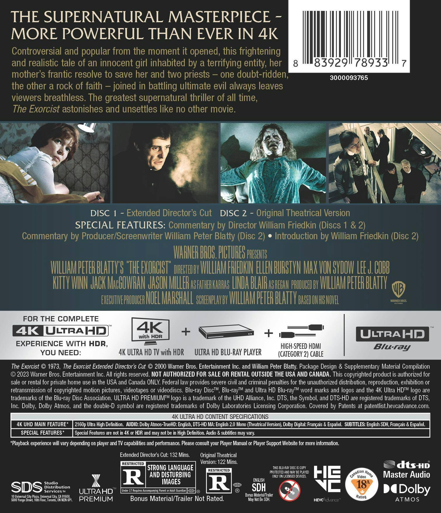 Back. The Exorcist - Theatrical & Extended Director's Cut (4K Ultra HD) [UHD].