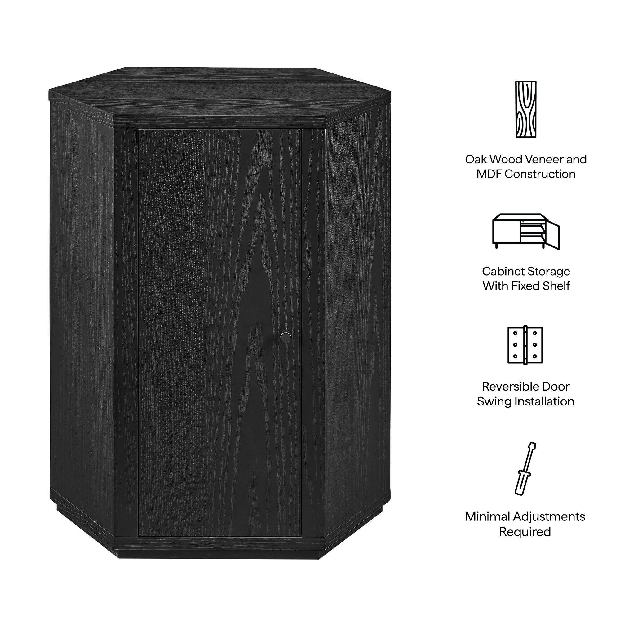 Oak Wood Veneer and MDF Construction Cabinet Storage With Fixed Shelf Reversible Door Swing Installation Minimal Adjustments Required