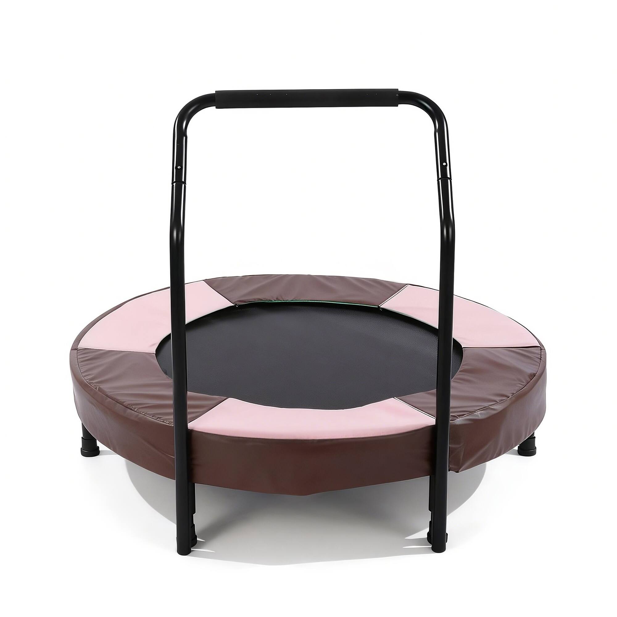 Alt View 8. Ecooso - 36" Foldable Kids Trampoline w/ Handlebar, Quiet Bungee Rebounder, Indoor Use, Ages 1+ - Pink.