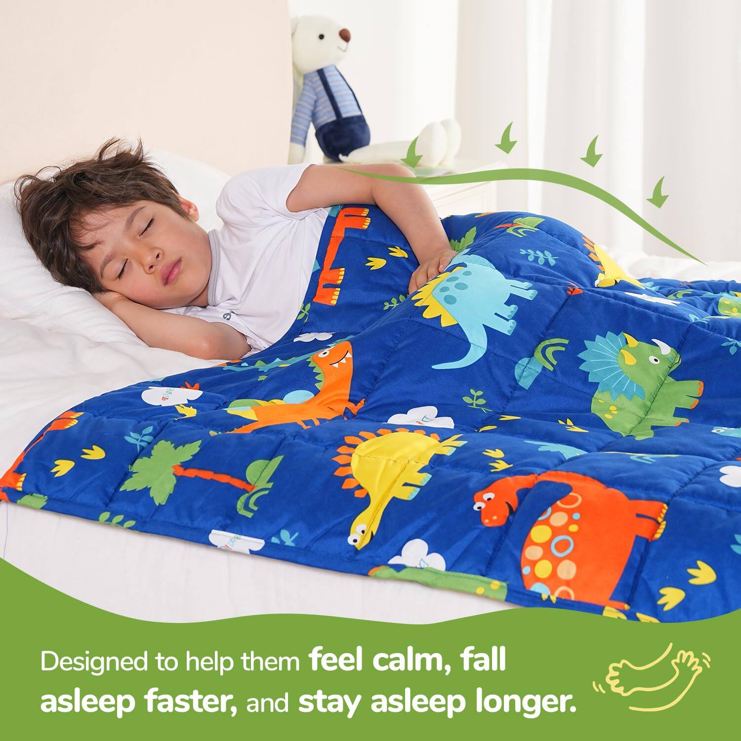 Designed to help them feel calm, fall asleep faster, and stay asleep longer.