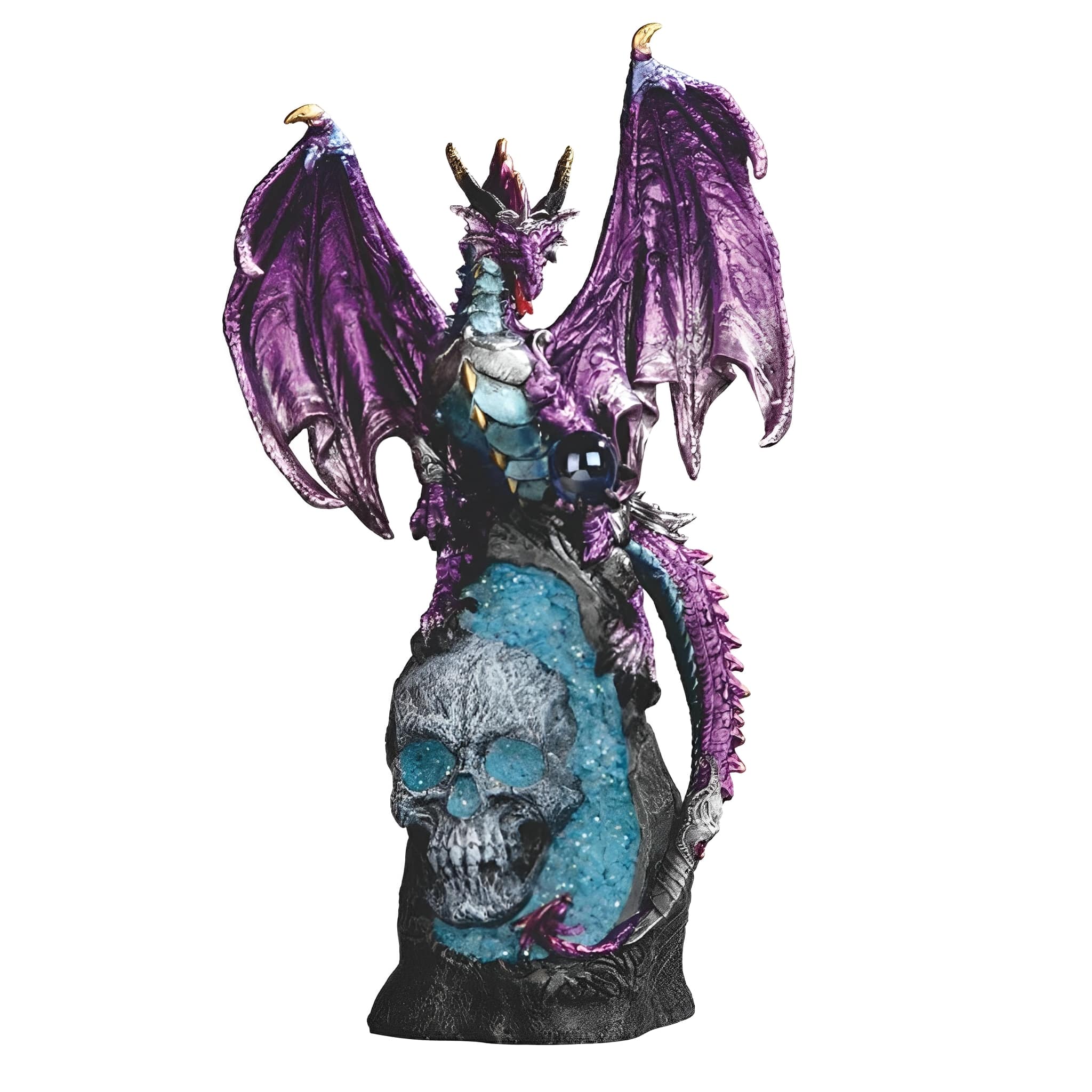 FC Design - 11.75"H Dragon on Geode with Skull Figurine Statue Computer Desk Tabletop Medieval Gaming Home Decor Gift - Multi-Color