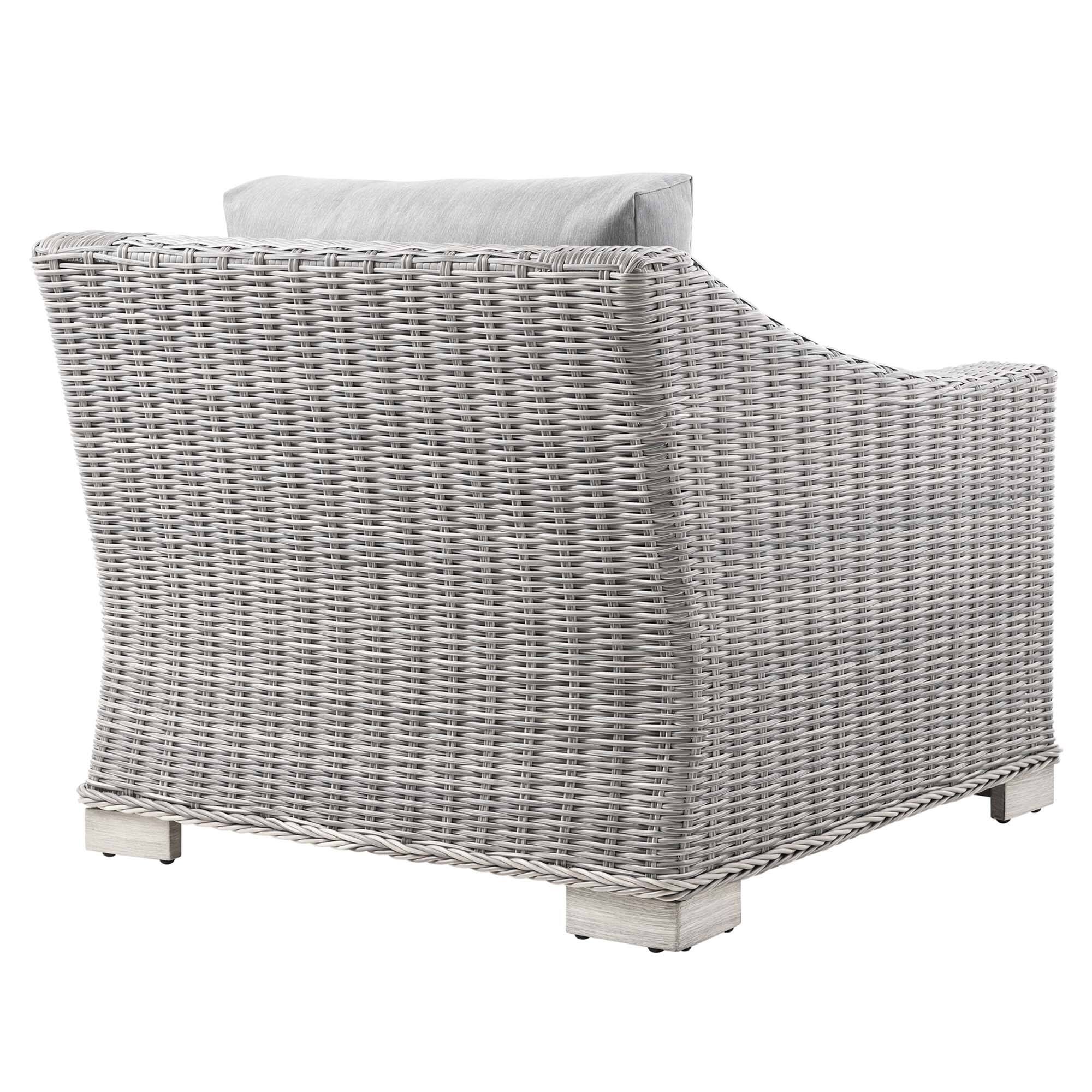 Left. Modway - Conway Outdoor Patio Wicker Rattan Armchair - Light Gray Gray.