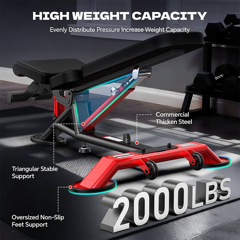 HIGH WEIGHT CAPACITY  
Evenly Distribute Pressure  
Increase Weight Capacity  

- Commercial Thickened Steel  
- Triangular Stable Support  
- Oversized Non-Slip Feet Support  

2000LBS