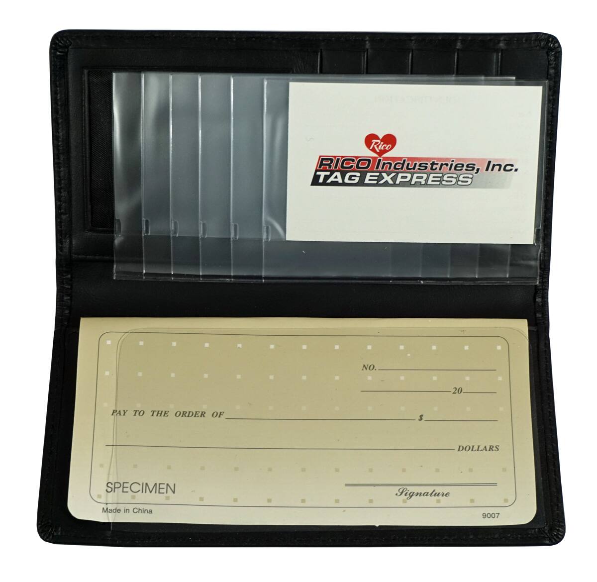 Rico Industries, Inc.  
TAG EXPRESS  

NO. 20  

PAY TO THE ORDER OF  
$  
DOLLARS  

SPECIMEN  

Signature  

Made in China  

9007