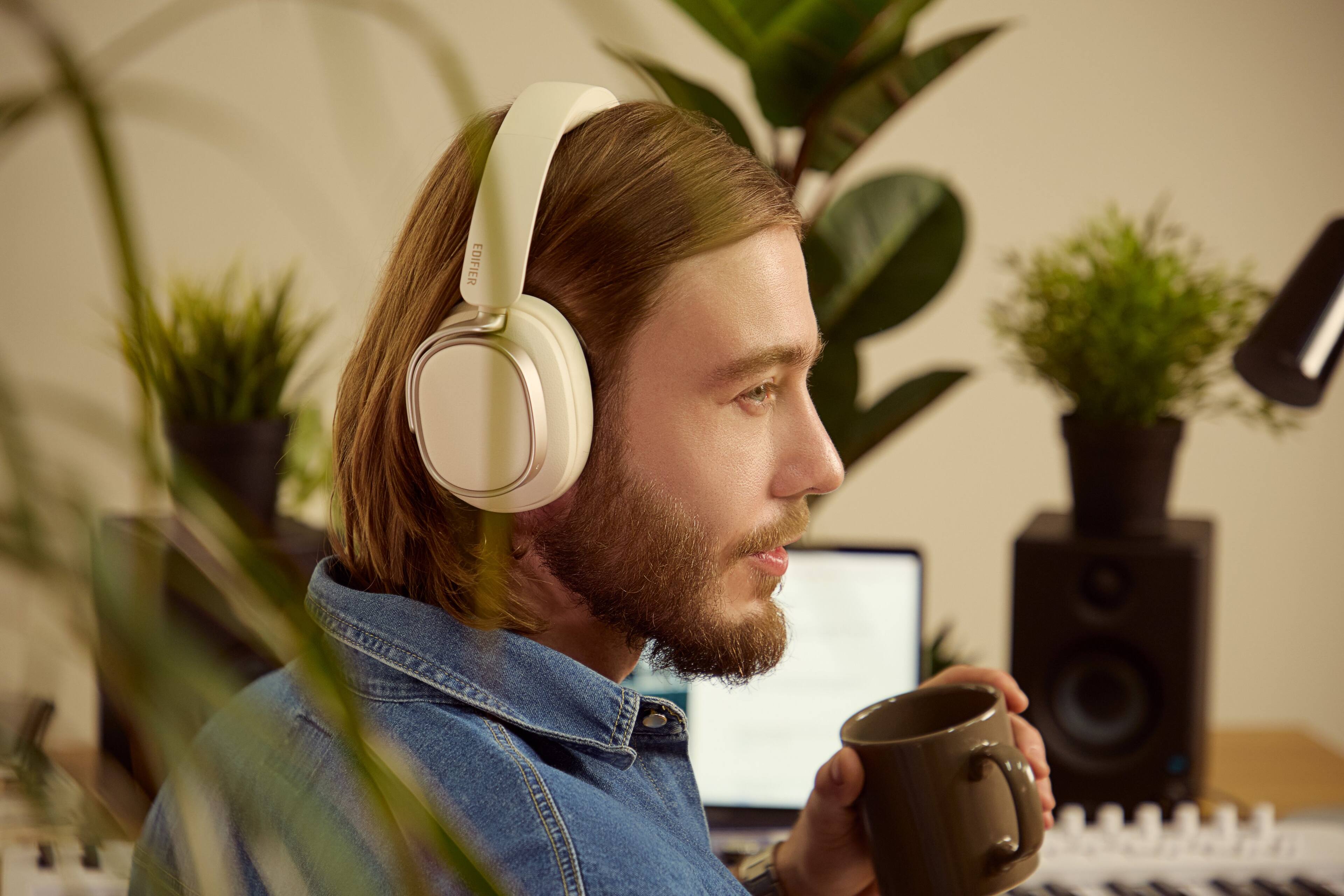 Alt View 1. Edifier - ES850NB Active Noise Cancelling Headphones - Ivory.