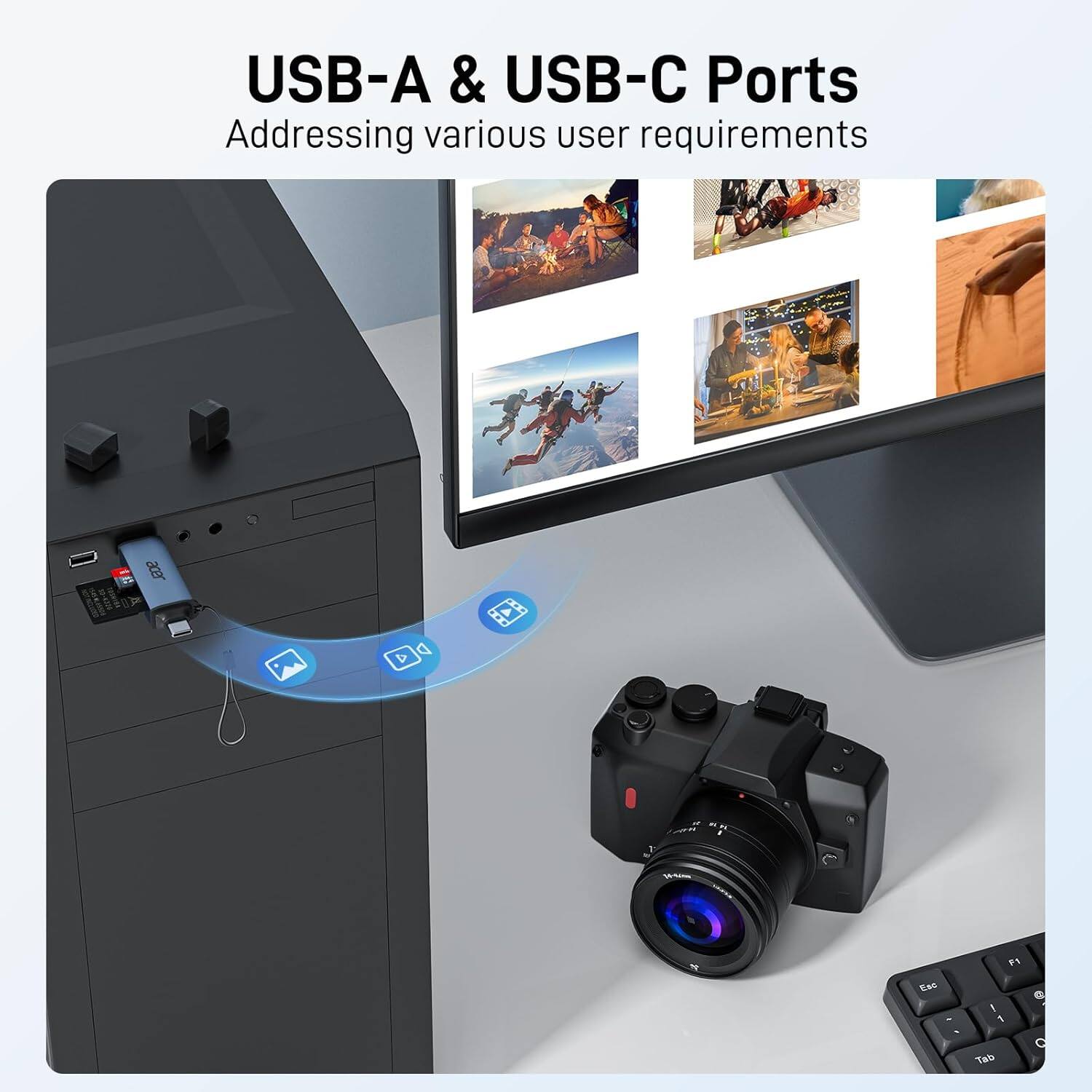 USB-A & USB-C Ports  
Addressing various user requirements