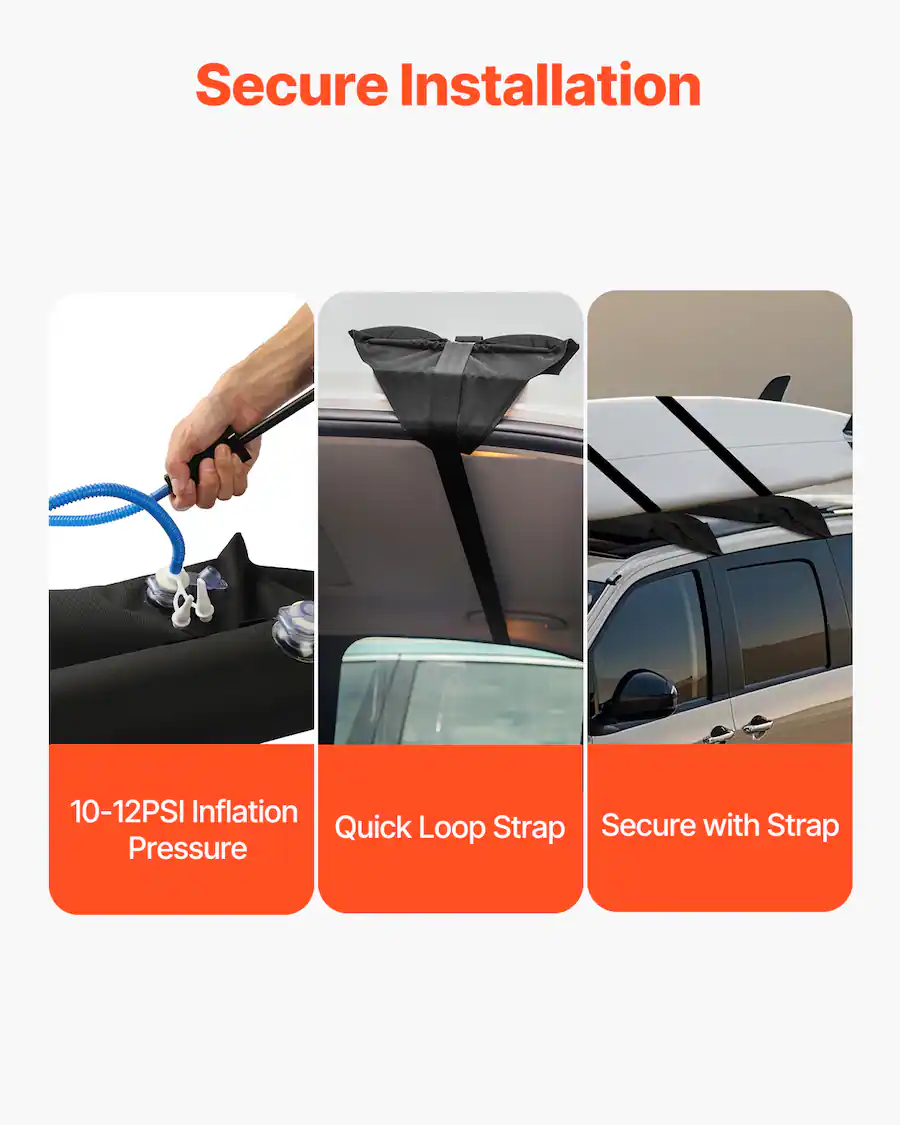 Inflatable Car Rack VEVOR Inflatable Soft Roof Rack Bars, 37.6 Inch Universal Car Roof Rack ...