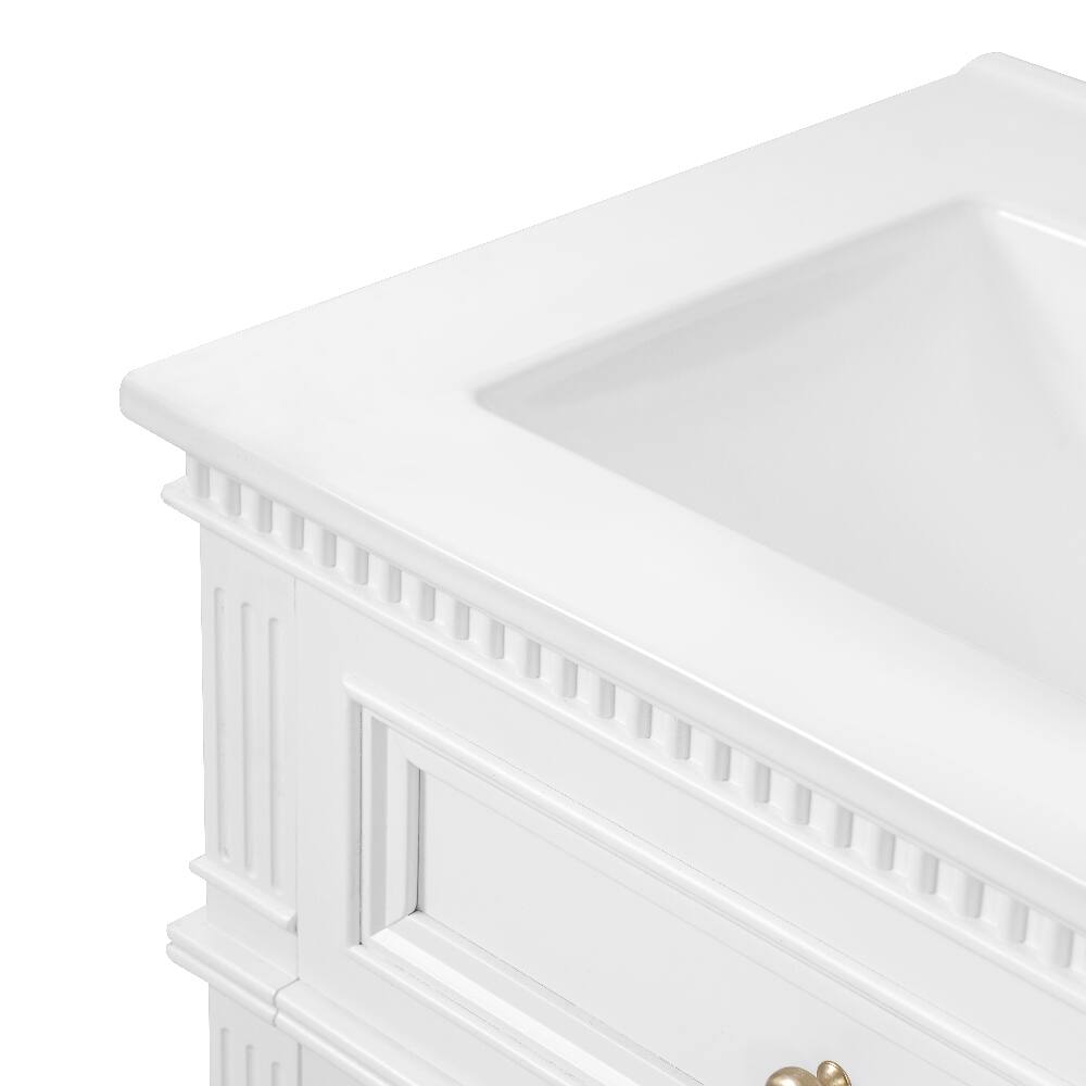 Alt View 7. Loheer - Loheer 24 inch bathroom vanity with sink White Vintage Cabinet - White.