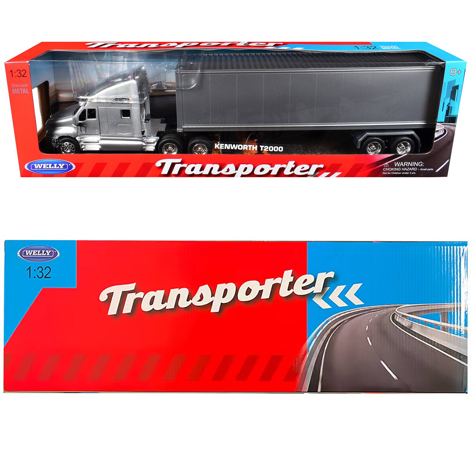 Transporter 122  
1:32 Diecast METAL  
00 WELLY KENWORTH T2000  
WARNING: Transporter, - CROKNL - i HAARO - . I - - WELLY 1:32 Transporter