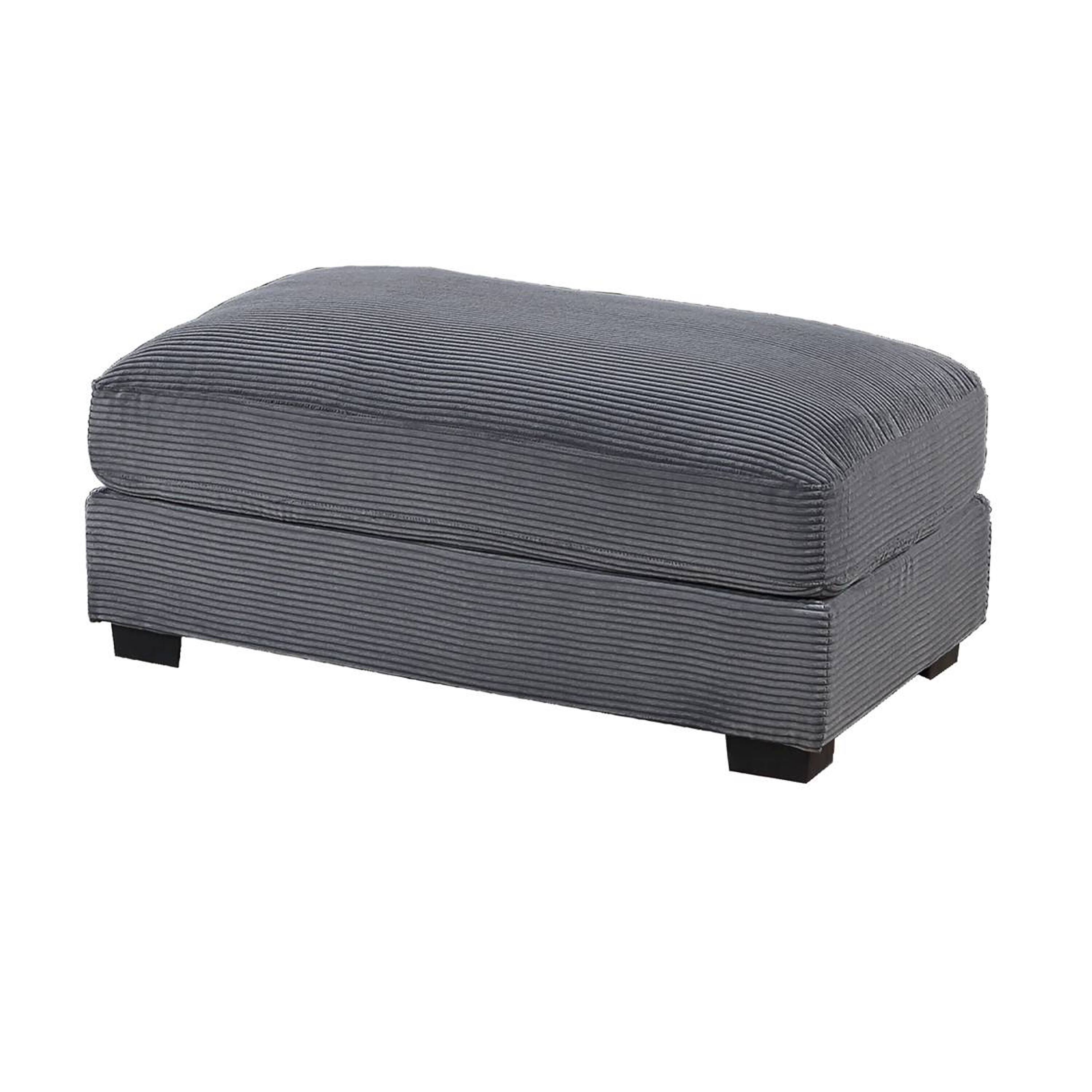 Alt View 1. Manhattan Lane - Lomi Cocktail Ottoman, Dark Gray Corduroy, Black Legs, 45 x 28 Inch - Gray, Black.