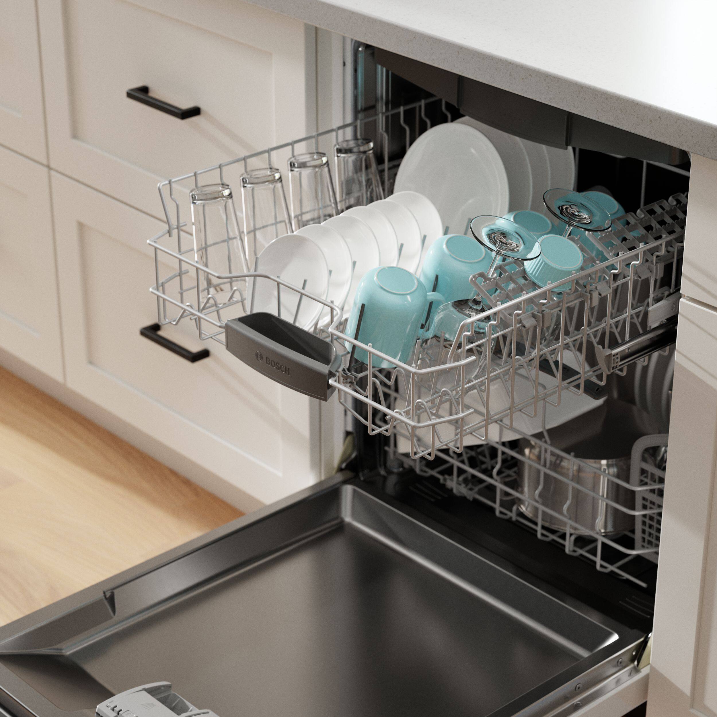Alt View 12. Bosch - 300 Series 24" Front Control Smart Built-In Stainless Steel Tub Dishwasher with 3rd Rack, 46 dBA - White.