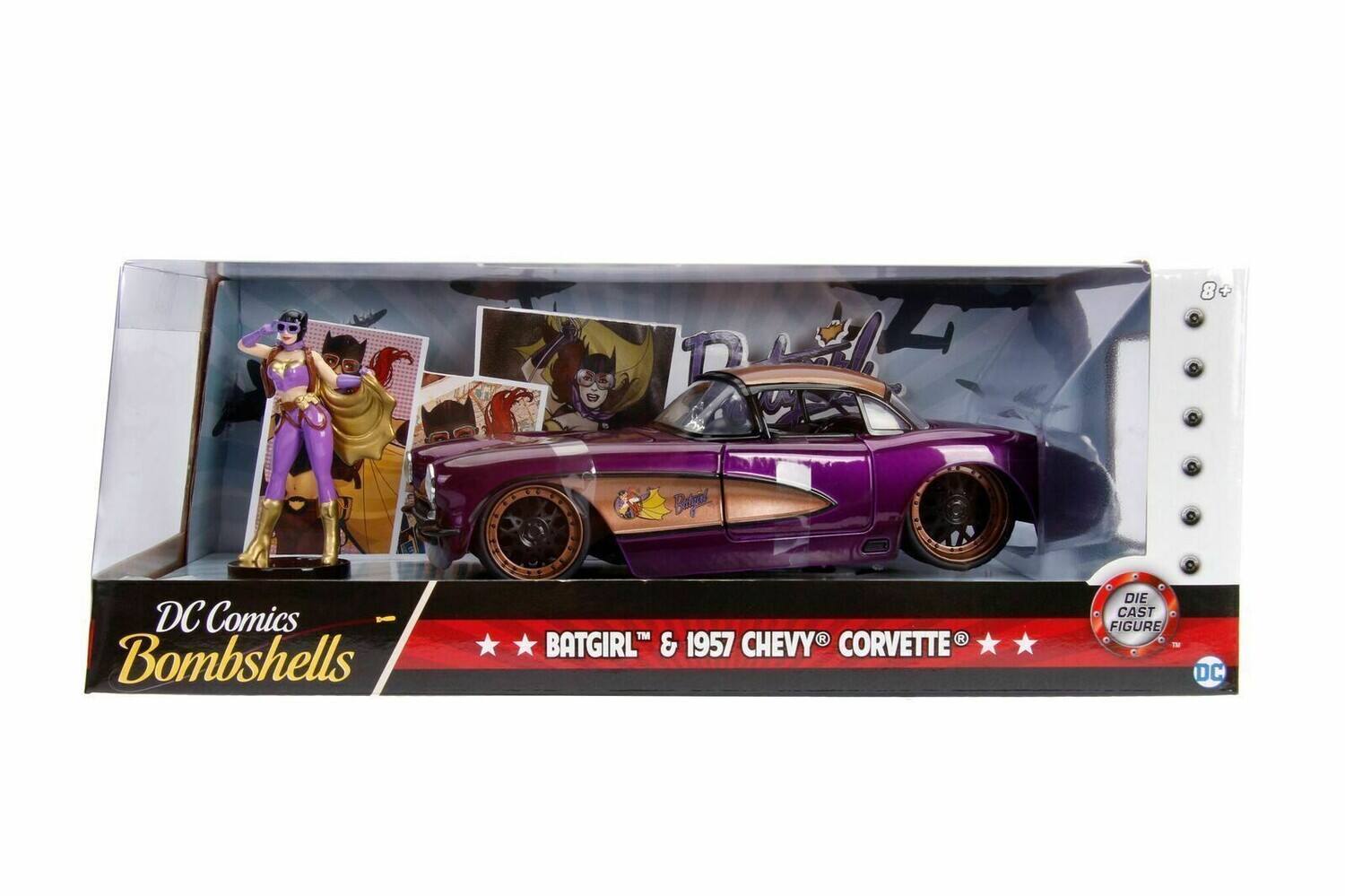8+ DC Comics Bombshells™ BATGIRL & 1957 CHEVY CORVETTE DIE CAST FIGURE DC