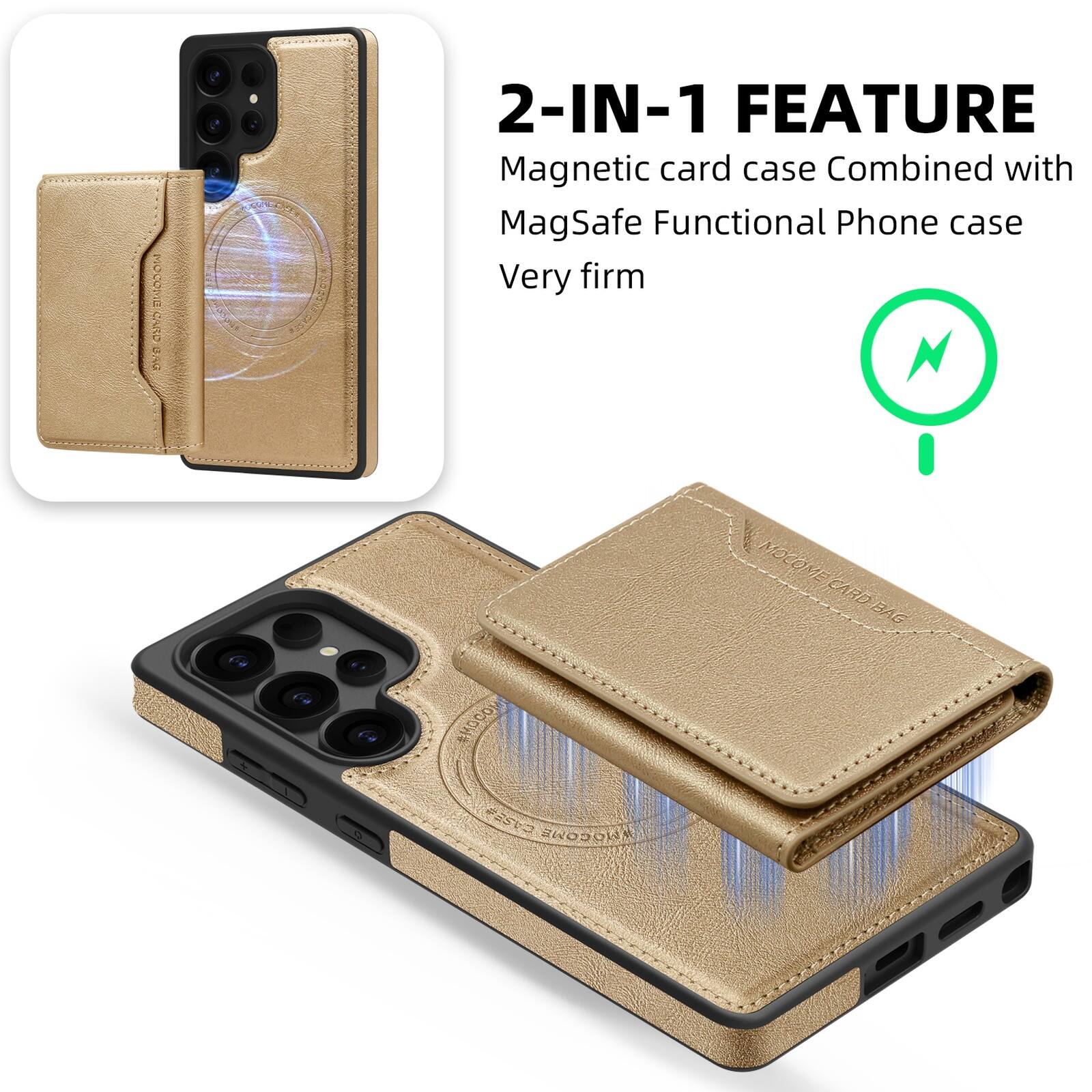 40001 d CVID - D 2-IN-1 FEATURE  
Magnetic card case Combined with MagSafe Functional Phone case  
Very firm  

MOCOME CARD.BAG  
MOCOME CARD.BAG
