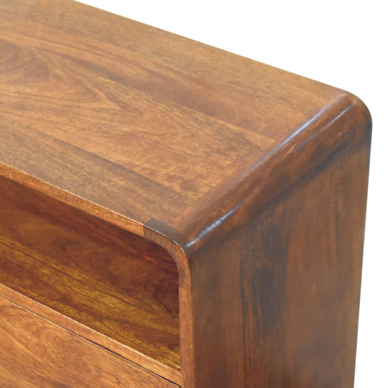 Alt View 2. Artisan Furniture - Artisan Furniture Solid Wood Curved Nordic Charm Chest, 2 Drawers & 1 Open Slot, Brown - Brown.
