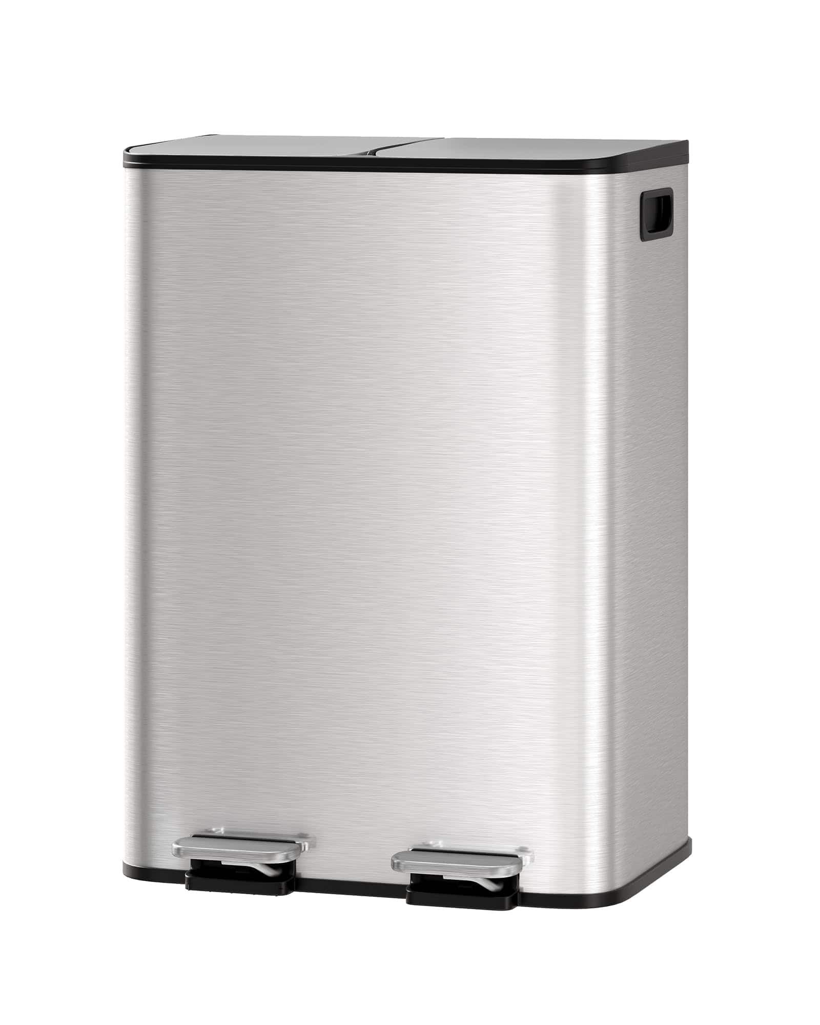 Acekool - Stainless Steel Double Trash Can with Lid for Kitchen, Large Dual Trash and Recycle Bin Combo