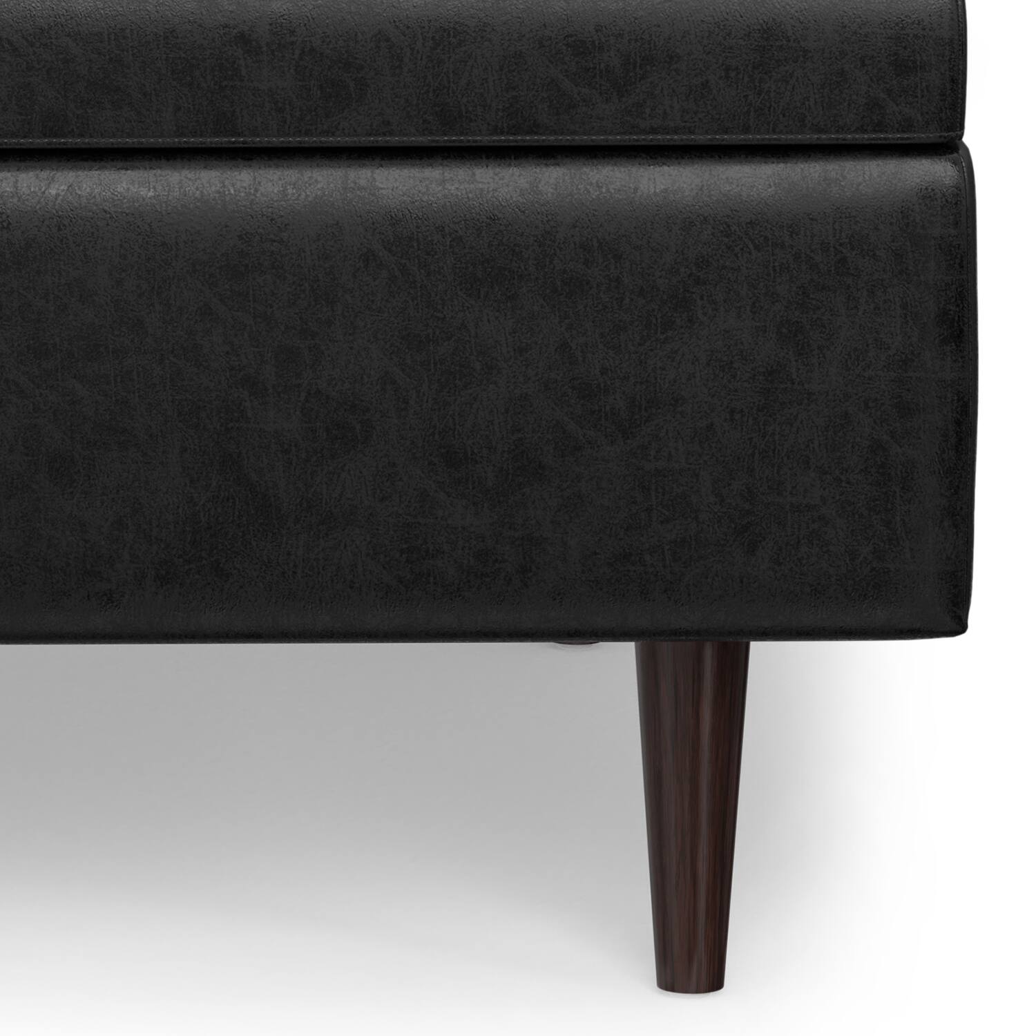 Alt View 13. Simpli Home - Shay Mid Century Large Square Coffee Table Storage Ottoman - Distressed Black.