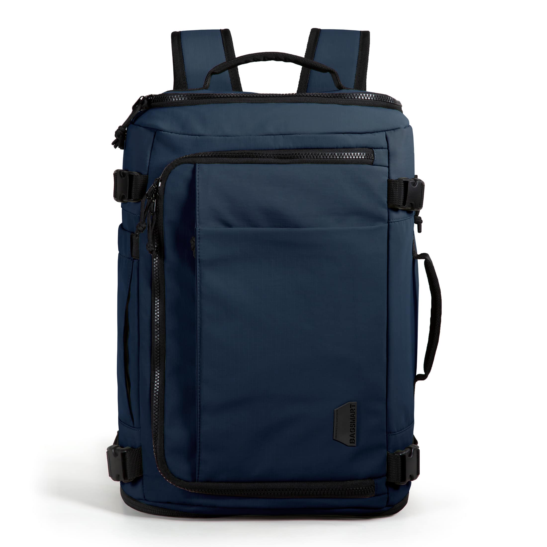 Bagsmart - Blast 28L Travel Backpack fit 17 Inch Laptop Backpack with USB Port for Airplane Travel - Navy Blue