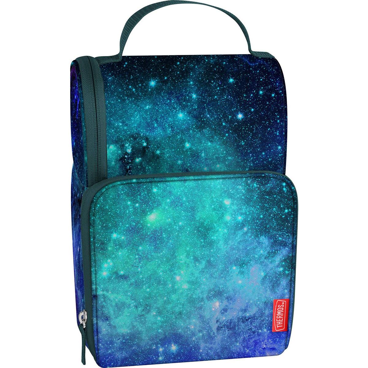 Front. Thermos - Thermos Kid's Tween Dual Compartment Soft Lunch Box - Galaxy Teal - Galaxy Teal.