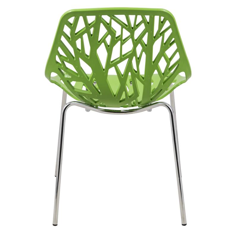 Alt View 1. LeisureMod - Asbury Stackable Modern Dining Chair with Cut Out Design and Chrome Legs Side Chair for Home Living Room - Green.