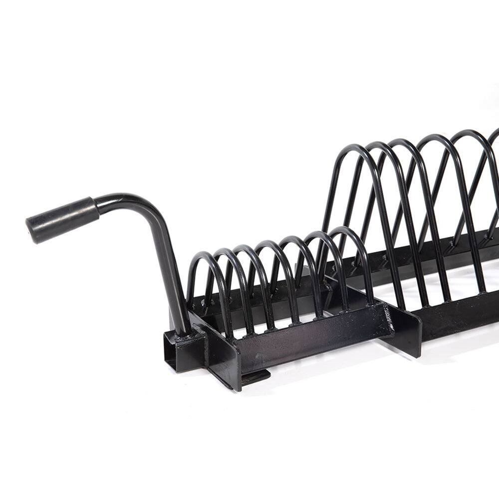 Alt View 1. Power Systems - Horizontal Weight Plate Rack – 16 Slots Bumper Plate Storage with Handle & Wheels - Black.
