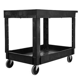 RubberMaid - 2-Shelf Plastic/Poly Mobile Utility Cart with Swivel Wheels - Black