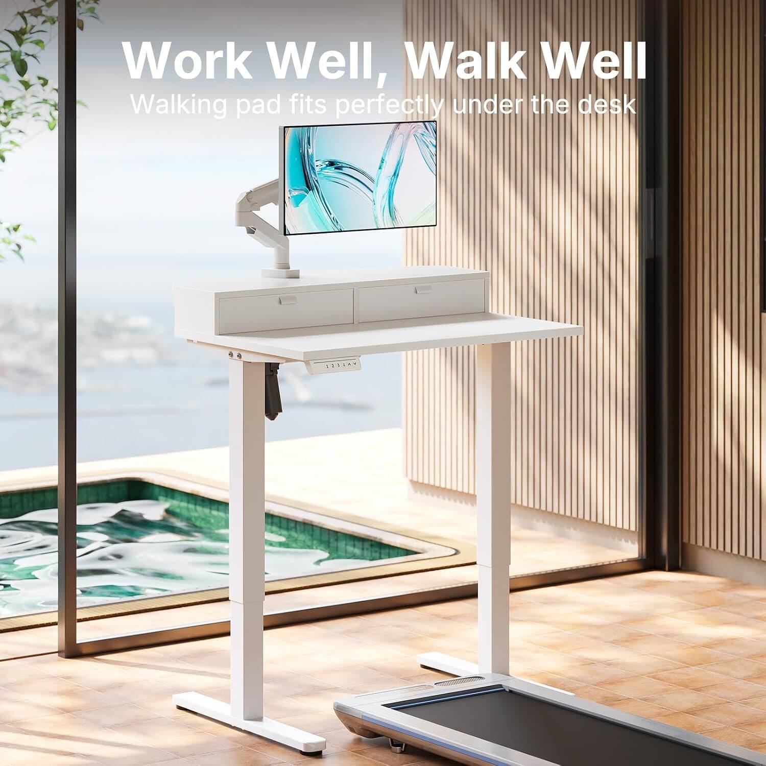 Work Well, Walk Well  
Walking pad fits perfectly under the desk