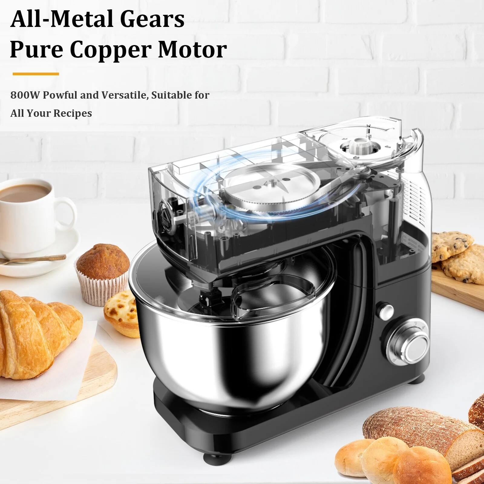 All-Metal Gears  
Pure Copper Motor  

800W Powerful and Versatile, Suitable for All Your Recipes