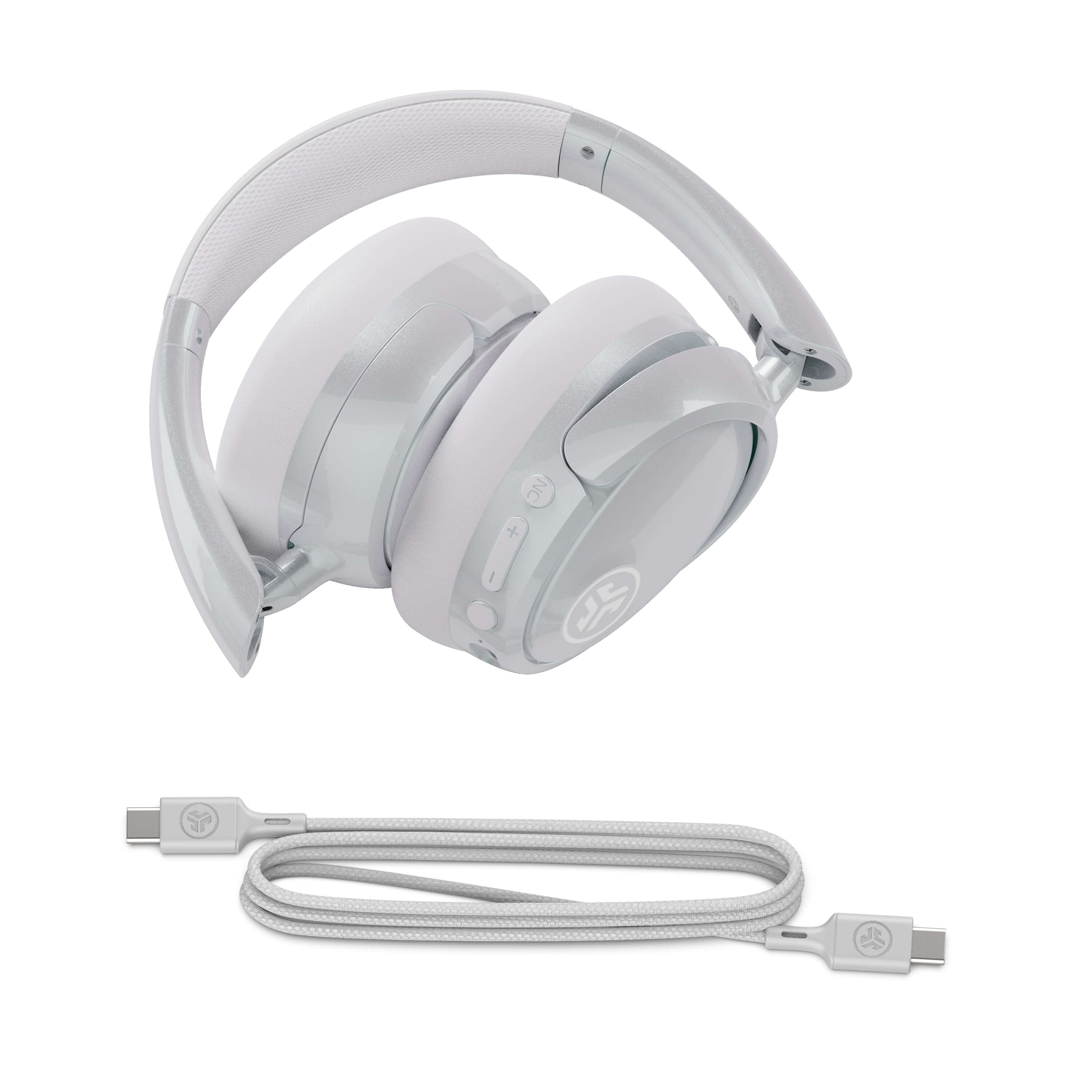 Alt View 2. JLab - JBuds Lux ANC Wireless Bluetooth Over-Ear Headphones with Active Noise Cancelling, Spatial Audio & 70+ Hour Battery - Jélle Pearl Next Door.