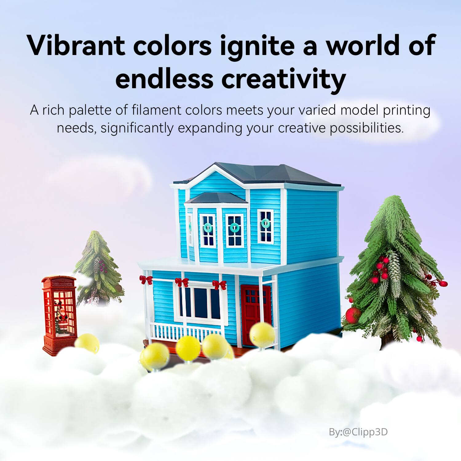 Vibrant colors ignite a world of endless creativity

A rich palette of filament colors meets your varied model printing needs, significantly expanding your creative possibilities.

By: @Clipp3D