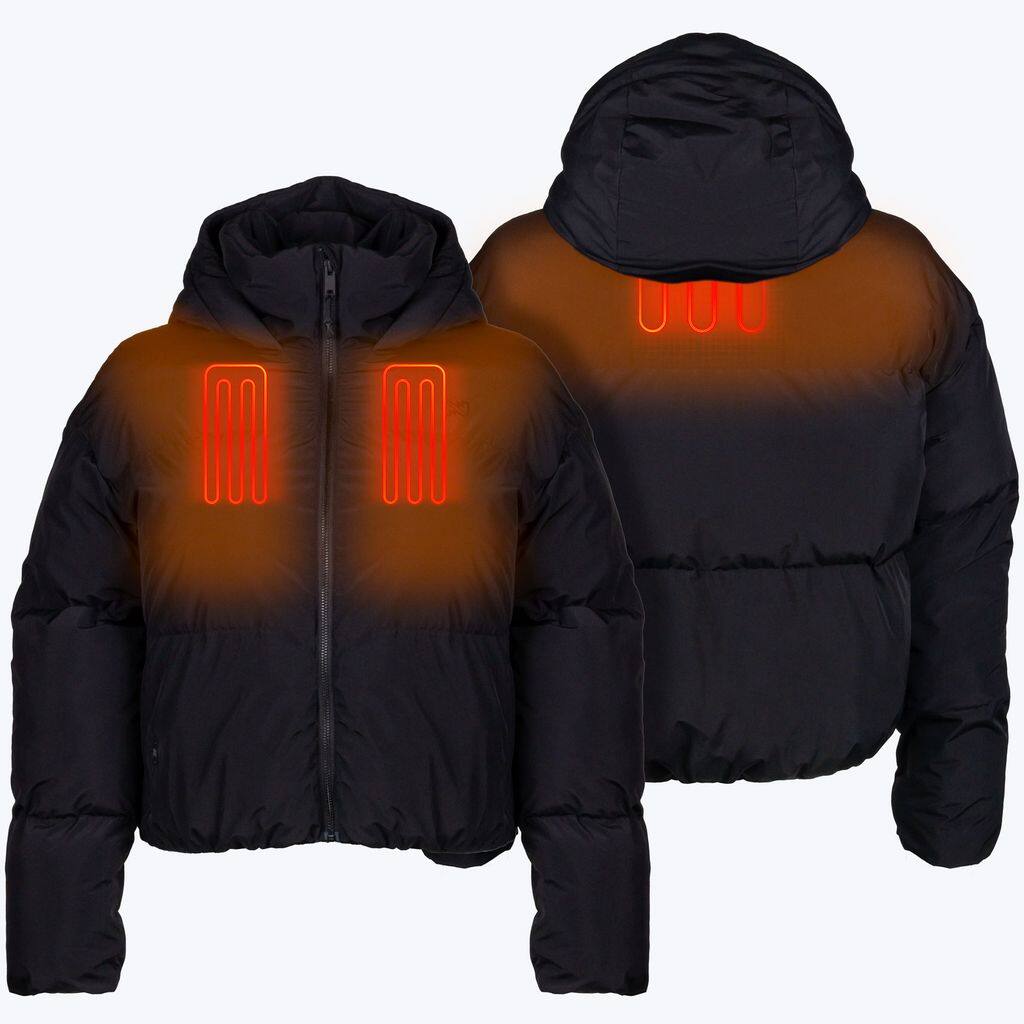 Mobile Warming App Controlled Women's Cloud IX Crop Puffer Heated ...