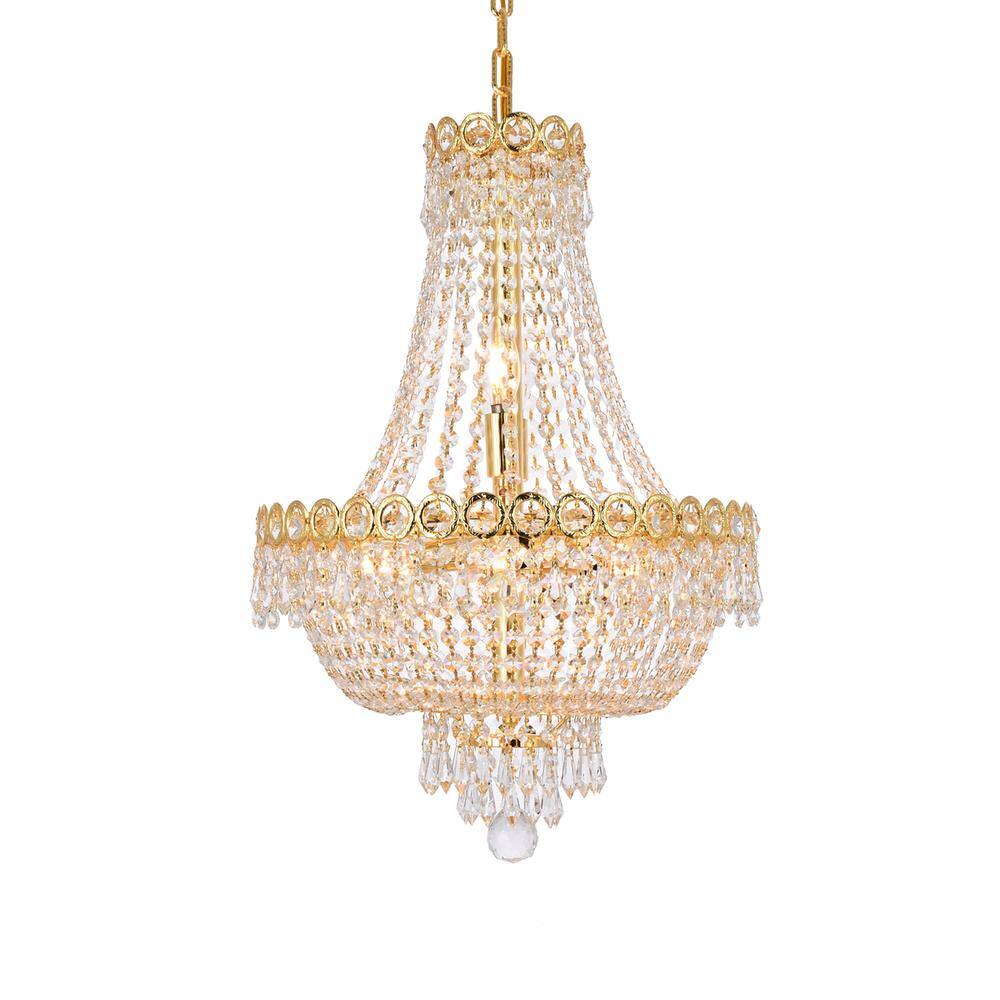 Alt View 4. Elegant Lighting - Century 8 light Gold Pendant Clear Royal Cut Crystal - Gold.
