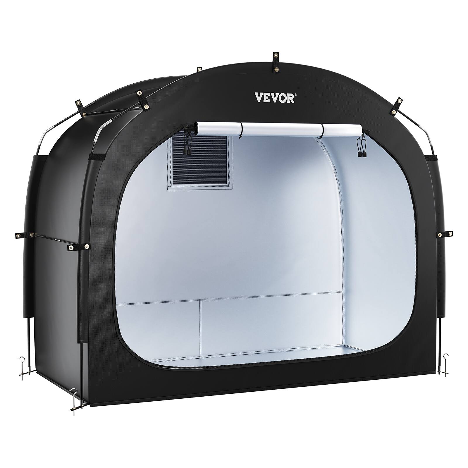 Alt View 5. VEVOR - Bike Storage Tent,3 to 4 Bikes with Ventilated Window,Waterproof Easy-to-Install Bike Tent with High Strength Fiberglass - Black.