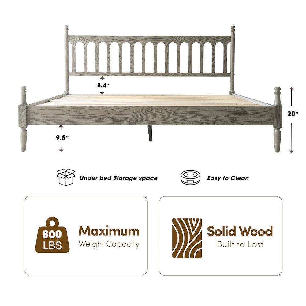 8.4" 20" 9.6" Under bed Storage space Easy to Clean 800 Maximum LBS Weight Capacity Solid Wood Built to Last