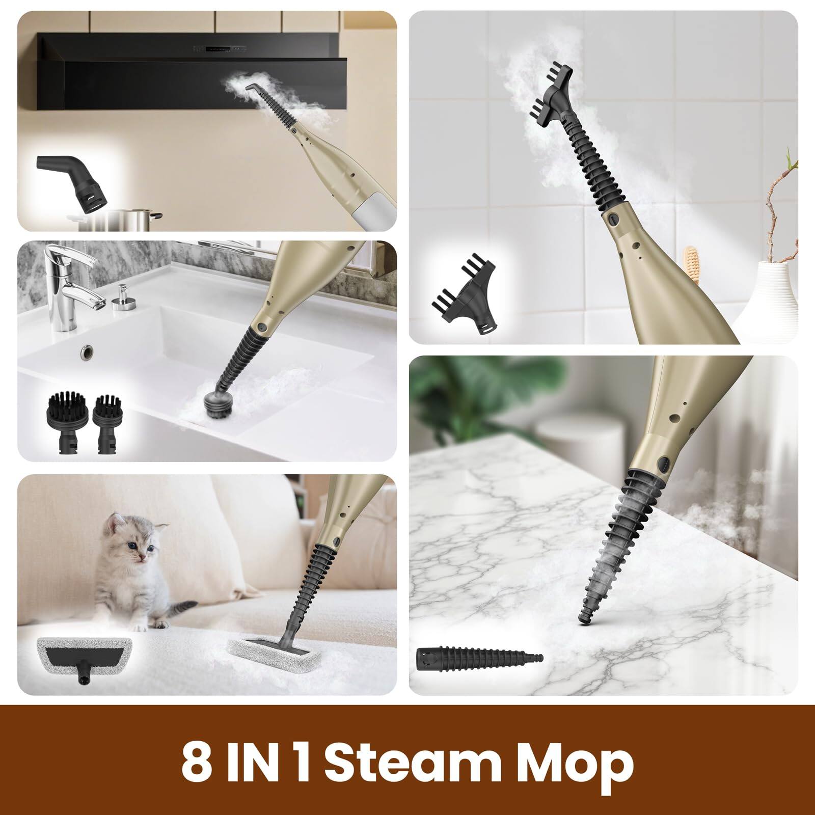 Alt View 6. DEVOAC - DEVOAC VM6 Scrubbing Steam Mop with Rotating Mop Pads, 10 in 1, Lightweight Spin Mop & 3 Steam Modes Grey - GREY.