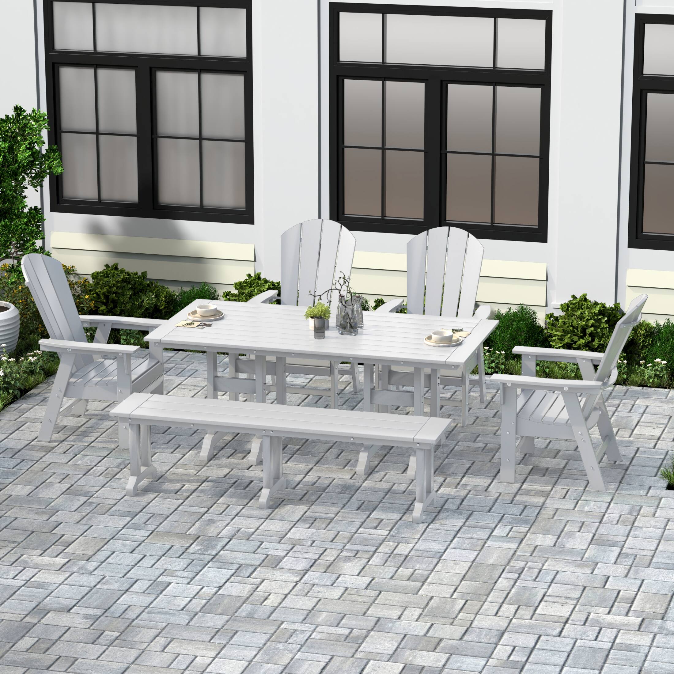 WestinTrends Malibu 6 Piece Outdoor Patio Dining Table and Armchair ...