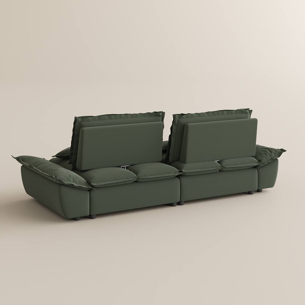Alt View 9. POVISON - 104.33" Sailboat Deep Sofa Stain Resistant Cozy Couch with Adjustable Backrest - Green Suede Fabric.
