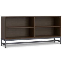 Simpli Home - Banting SOLID HARDWOOD 30 inch x 64 inch Modern Industrial Low Wide Bookcase - Walnut Brown