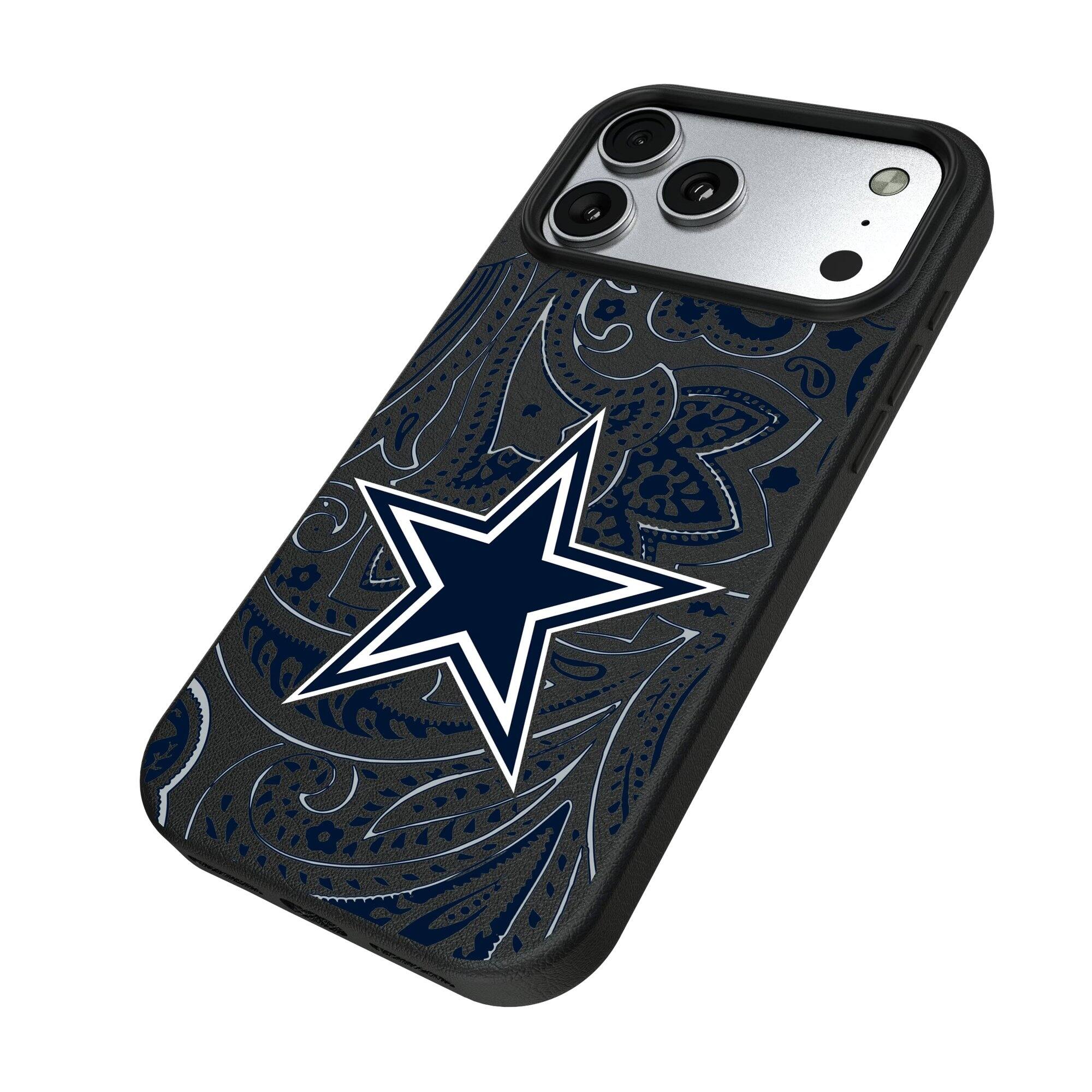 Alt View 1. Keyscaper - Dallas Cowboys Paisley iPhone Magnetic Bump Case - 16 Plus - Black.