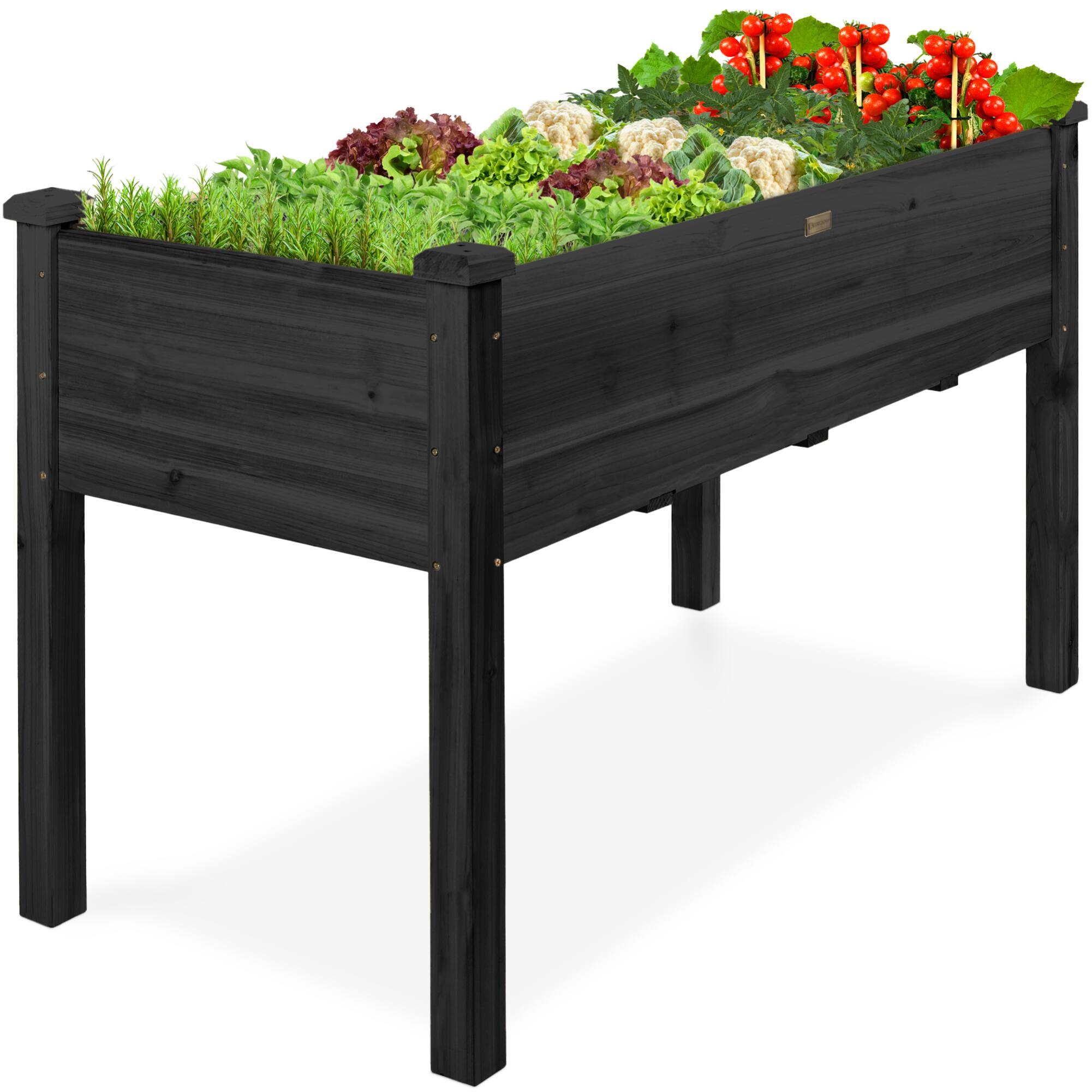 Best Choice Products - 48x24x30in Raised Garden Bed, Elevated Wooden Planter for Yard w/ Foot Caps, Liner - Black price history on PriceWatchPro