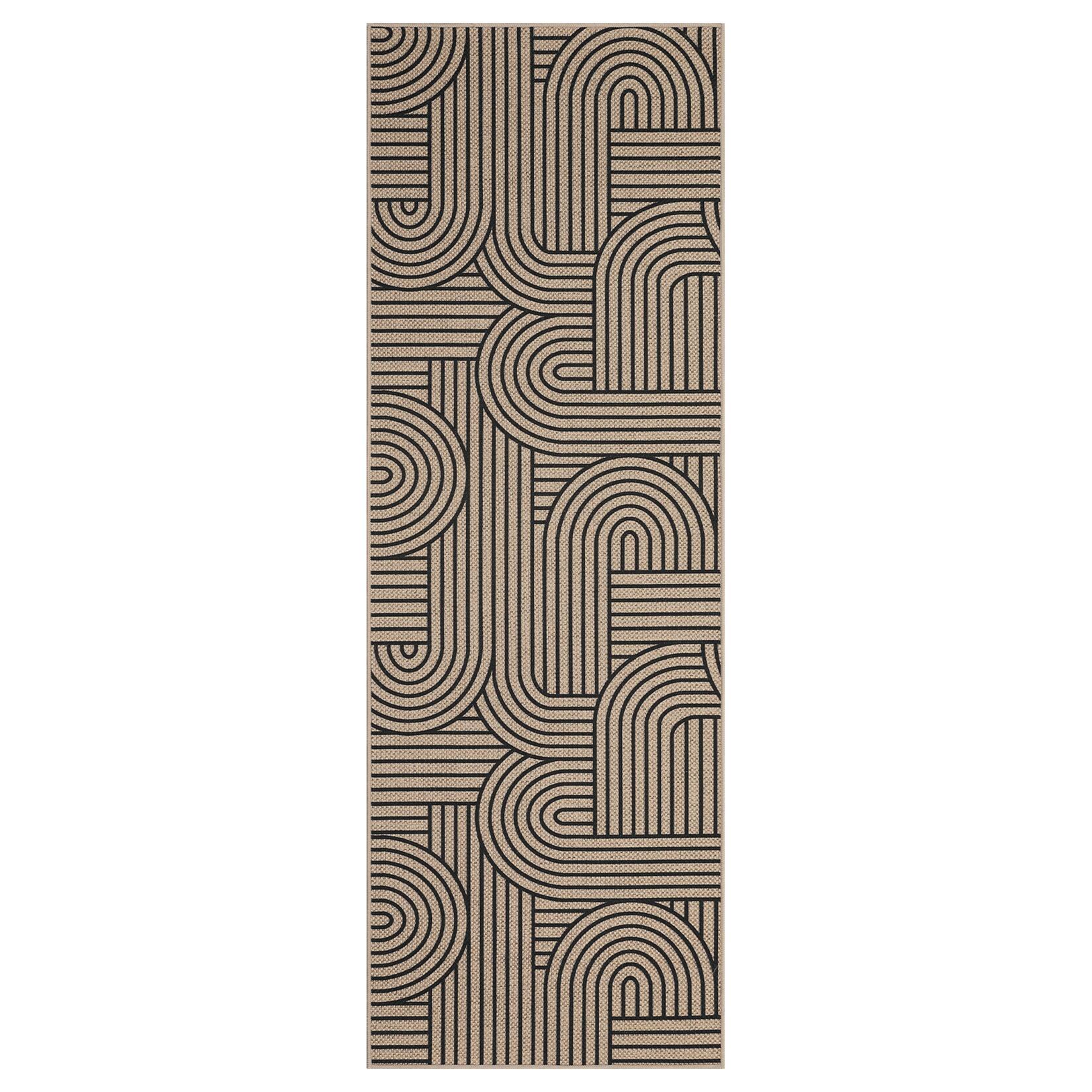 Front. GAOMON - Modern Geometric Area Rug Non Slip Foldable Vacuum Clean Ultra Thin Stain Resistant Carpet for Dining Room Bedroom - Thin Black.
