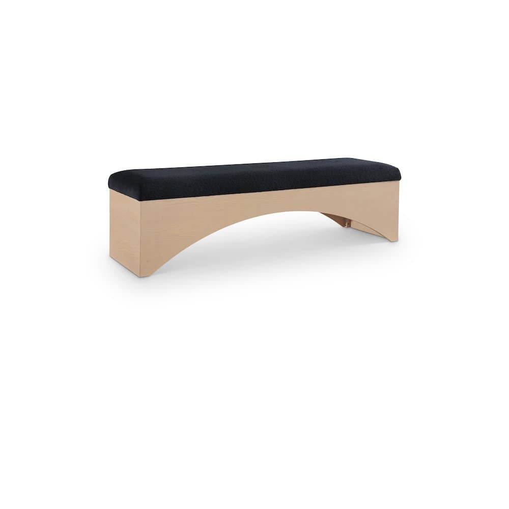 Meridian Furniture - Lawson Velour Fur Fabric Bench - Black